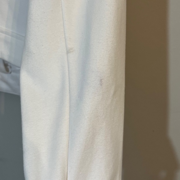 Lane Bryant Womens Jacket Size 16 White Cropped Black Zipper Round Neck Pockets - Picture 9 of 10